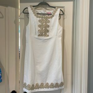 Lilly Pulitzer white and gold dress. Size 6.
